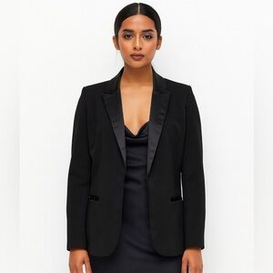 Badgley Mischka tuxedo blazer smoking jacket size 4 formal structured satin